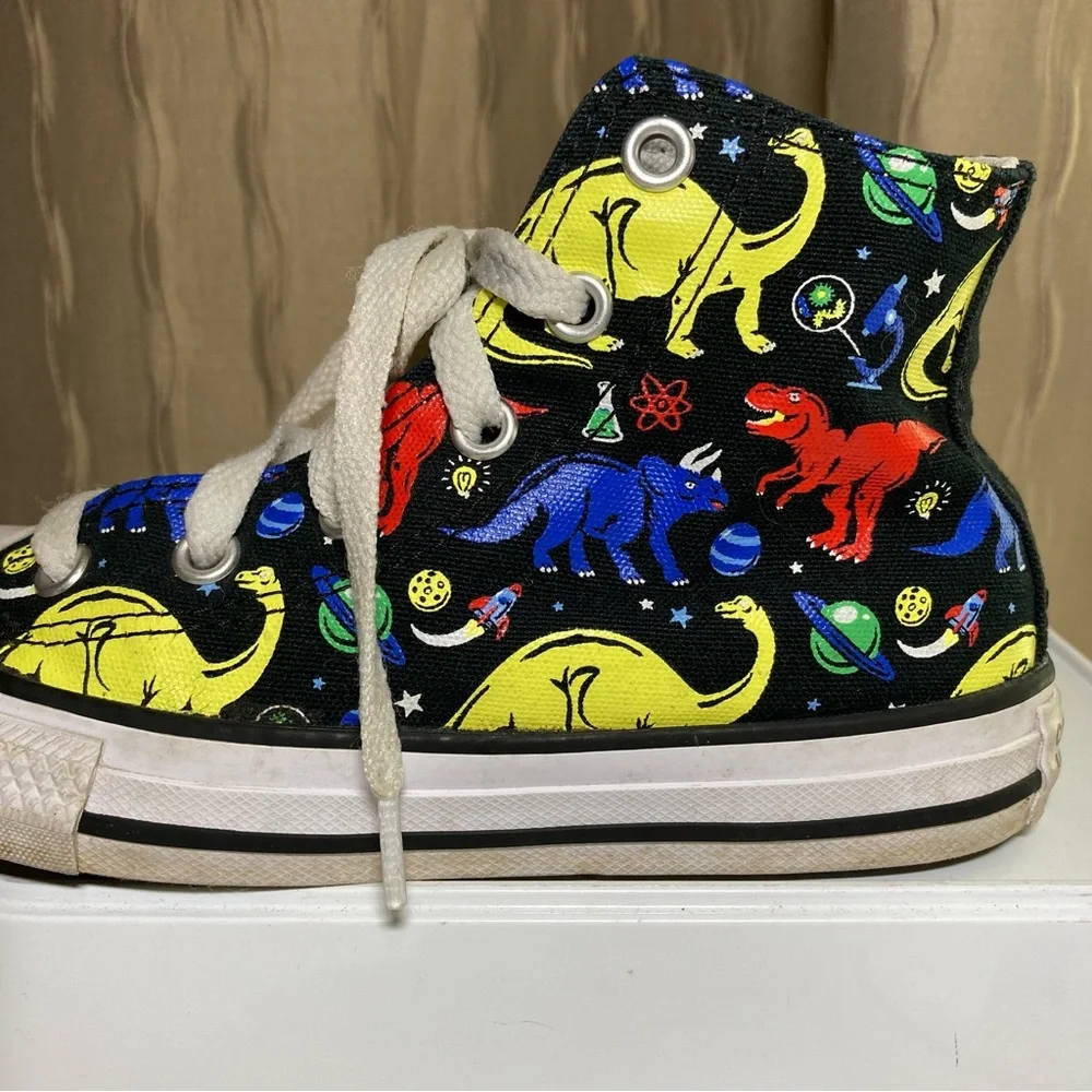 Converse Chuck Taylor All Star Junior Kid's 13 Black Dino High Tops Lace Up